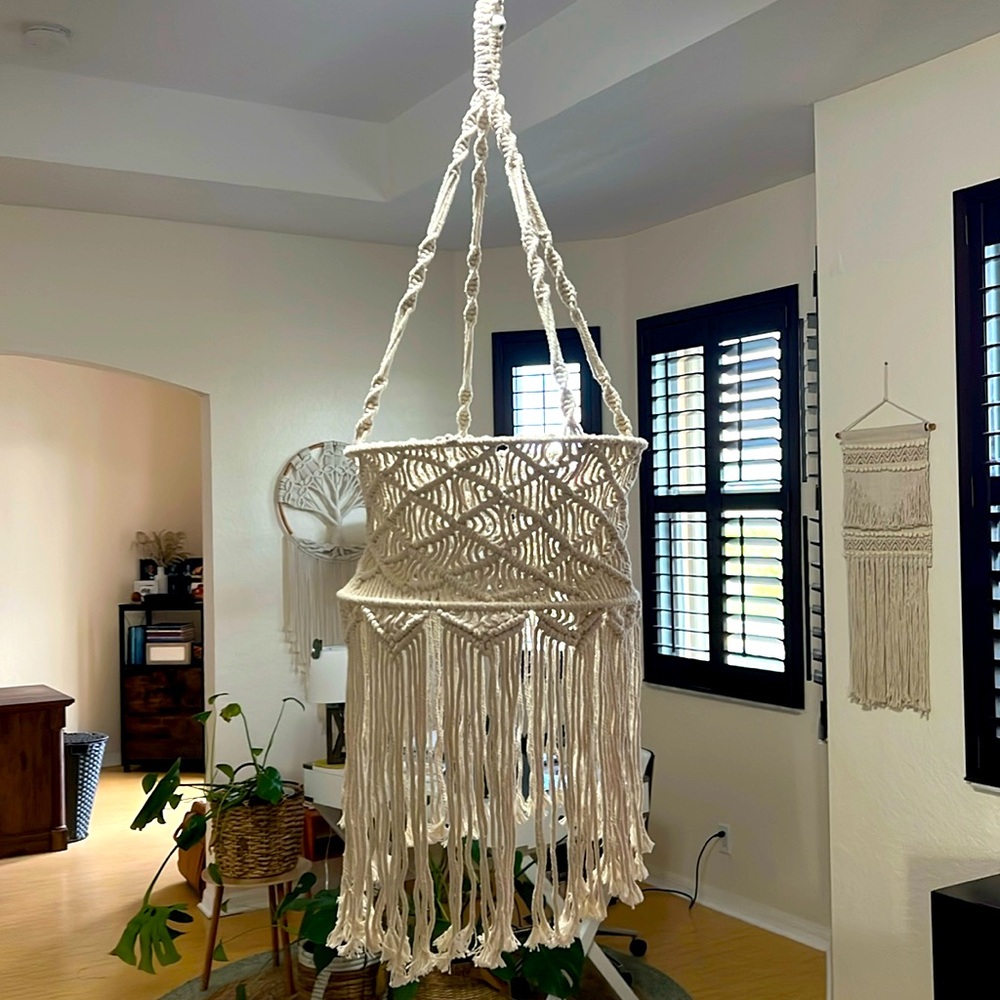 Macrame Lamp Shade Boho Hanging Pendant Light Cover Bohemian Lamps